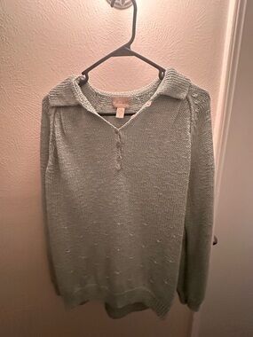 Light Green Collared Knit Sweater